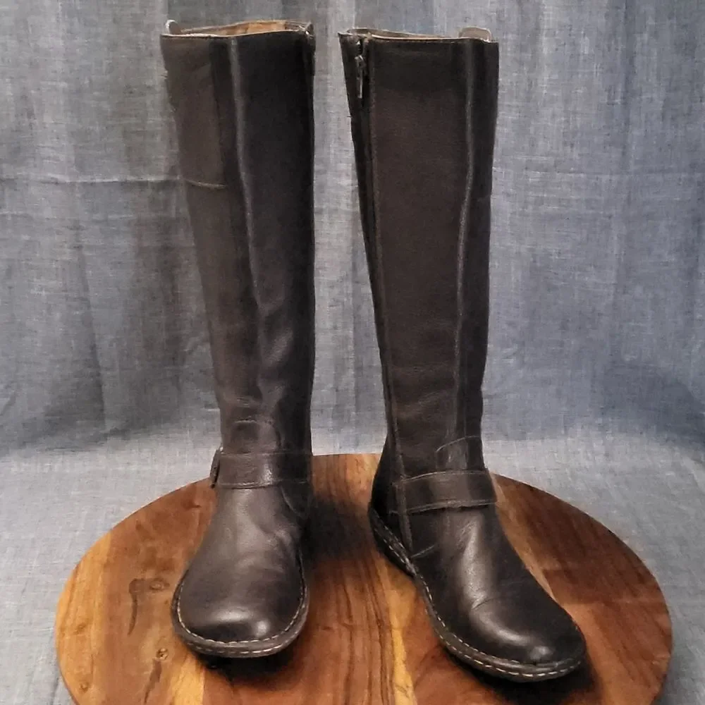 CABELAS Pebbled Leather Tall Knee Riding Boot Brown Sz 8.0 (fits more like 7.0)
